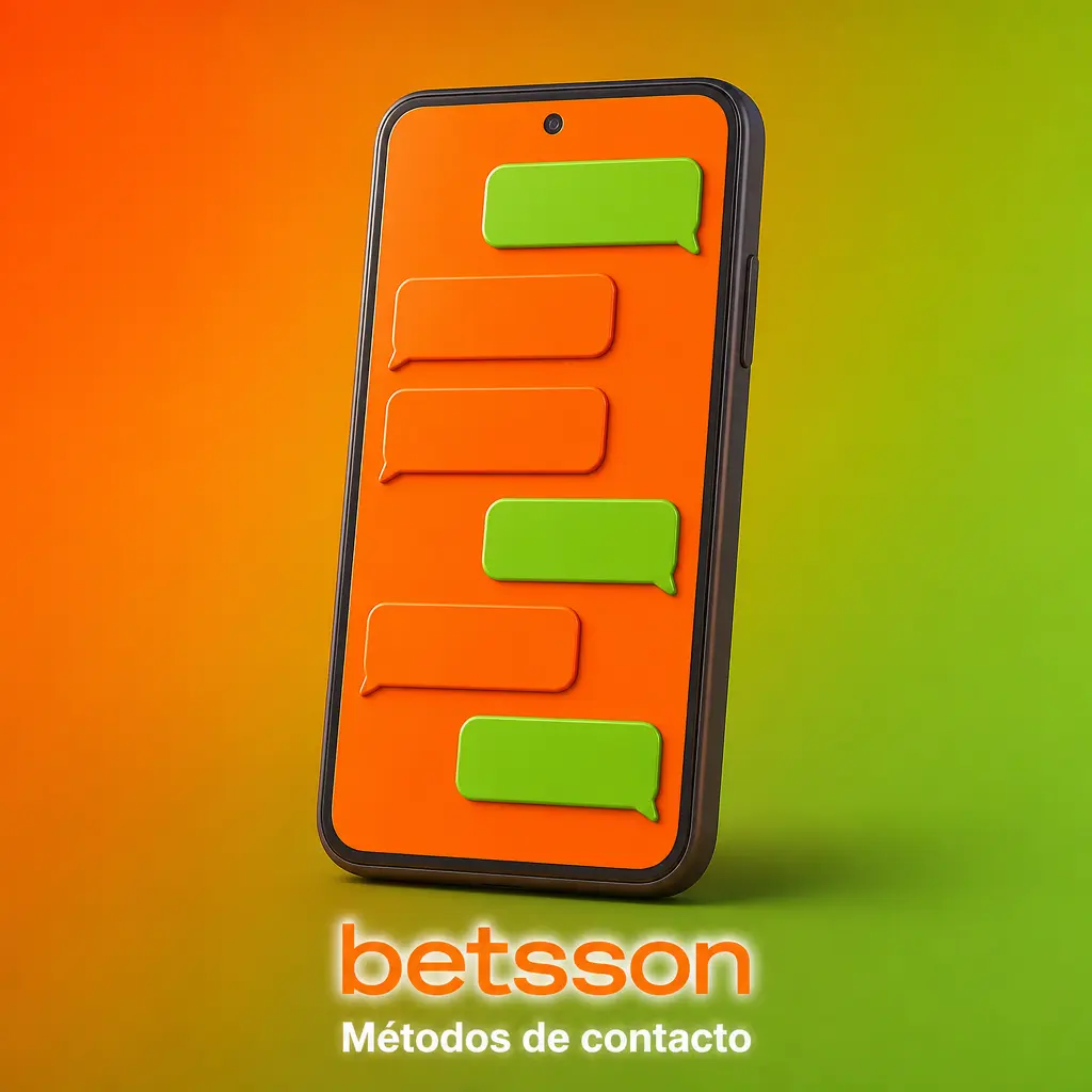Tabla con métodos de contacto de Betsson: soporte técnico, afiliados, relaciones públicas, pagos y atención al cliente 24/7.
