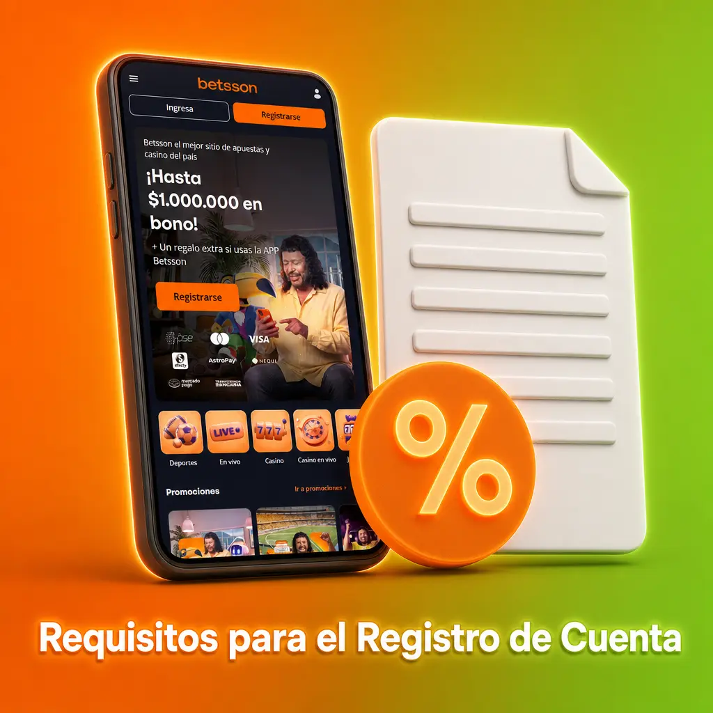 Requisitos para registrarte en Betsson Colombia: edad mínima, documento válido, datos reales y residencia en el país.