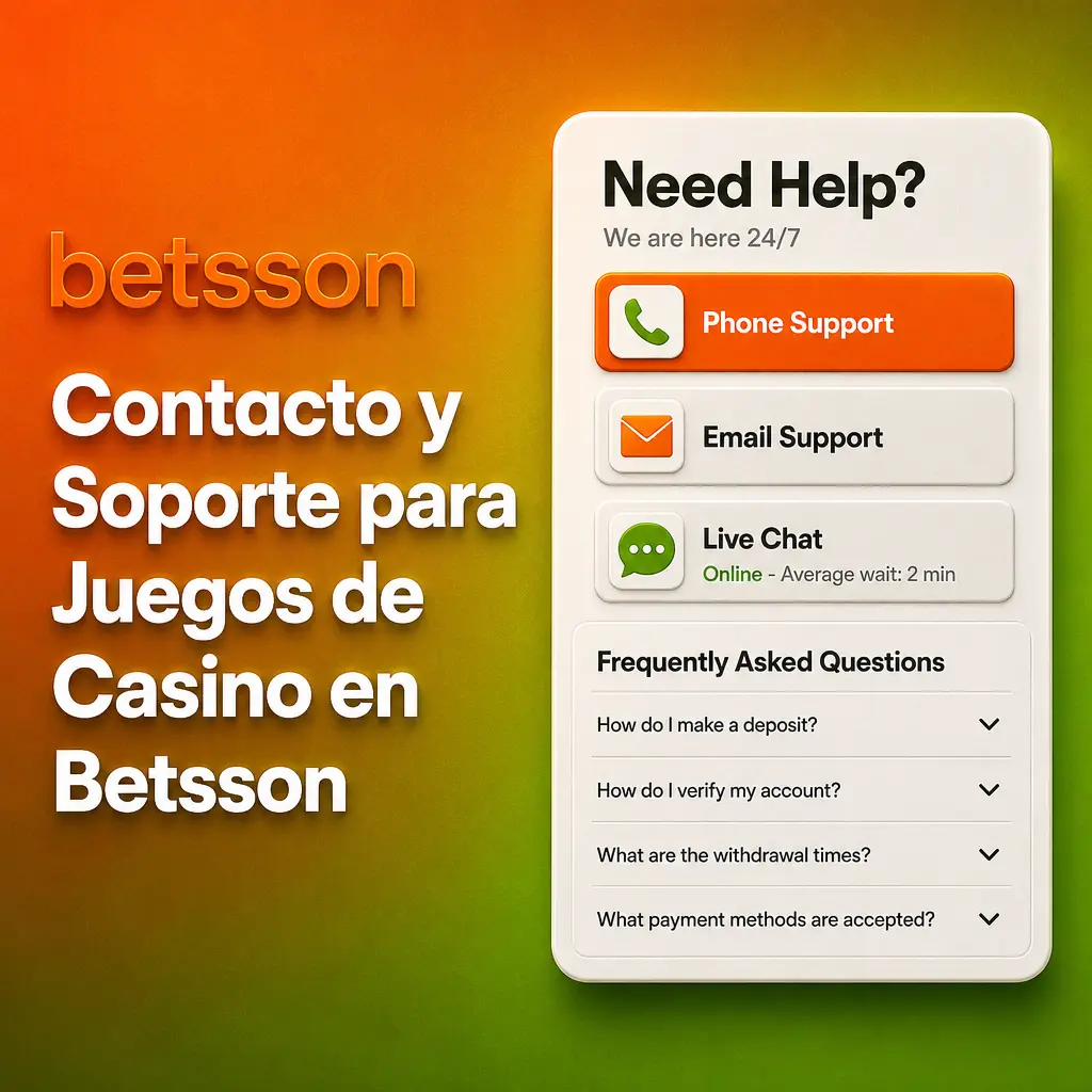 Soporte de Betsson 24/7 para consultas sobre tragamonedas, bonos, giros y retiros en casino online.