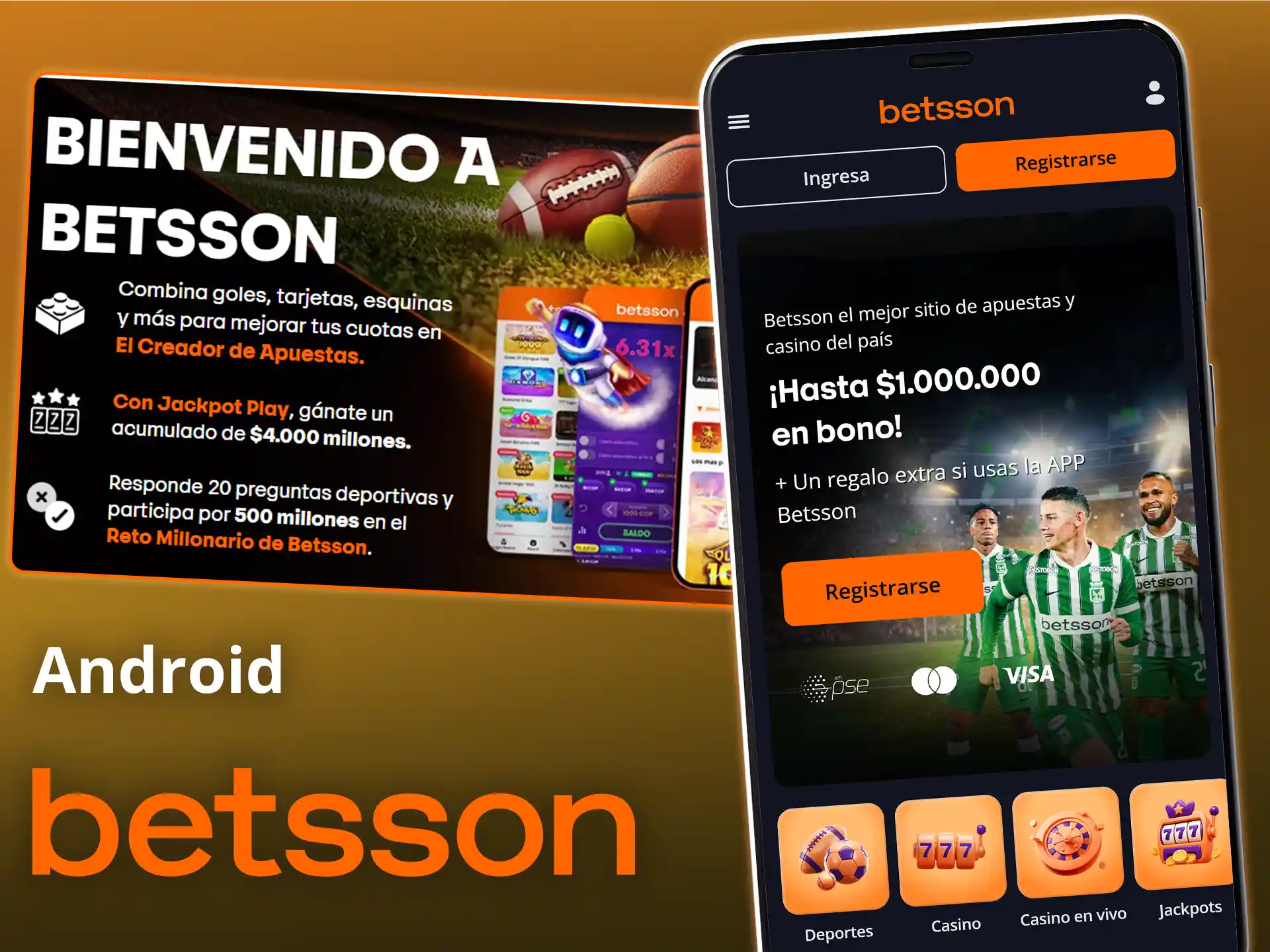Descarga la aplicación oficial para dispositivos móviles Android de Betsson.