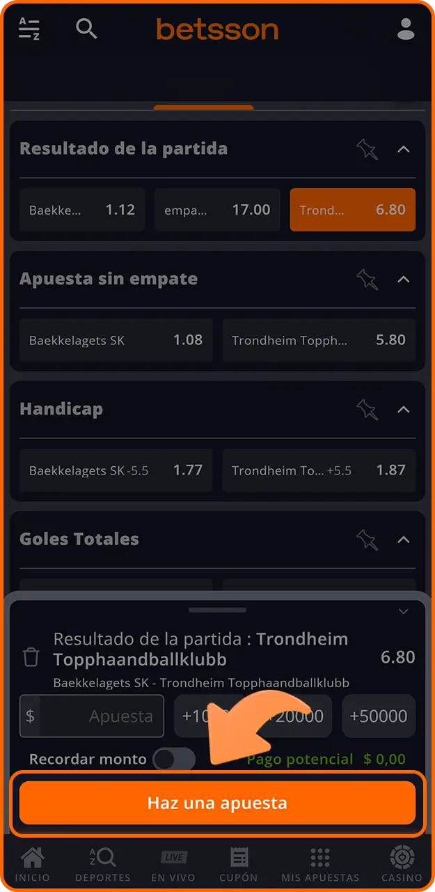 Haz tu apuesta en Betsson.