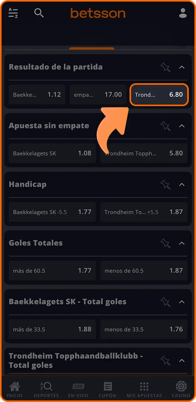Encuentra las cuotas y las opciones más ventajosas en Betsson.