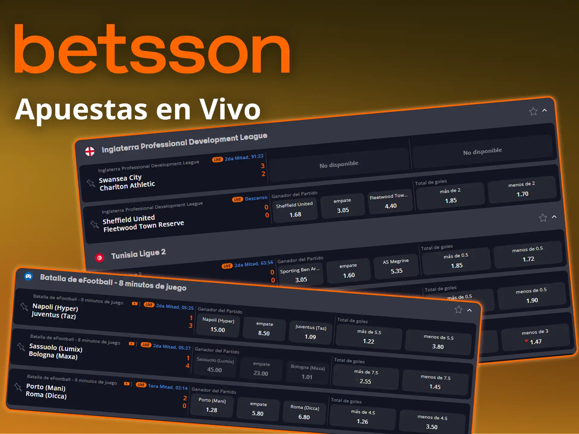 Haz tus pronósticos en tiempo real con las apuestas en directo de Betsson.