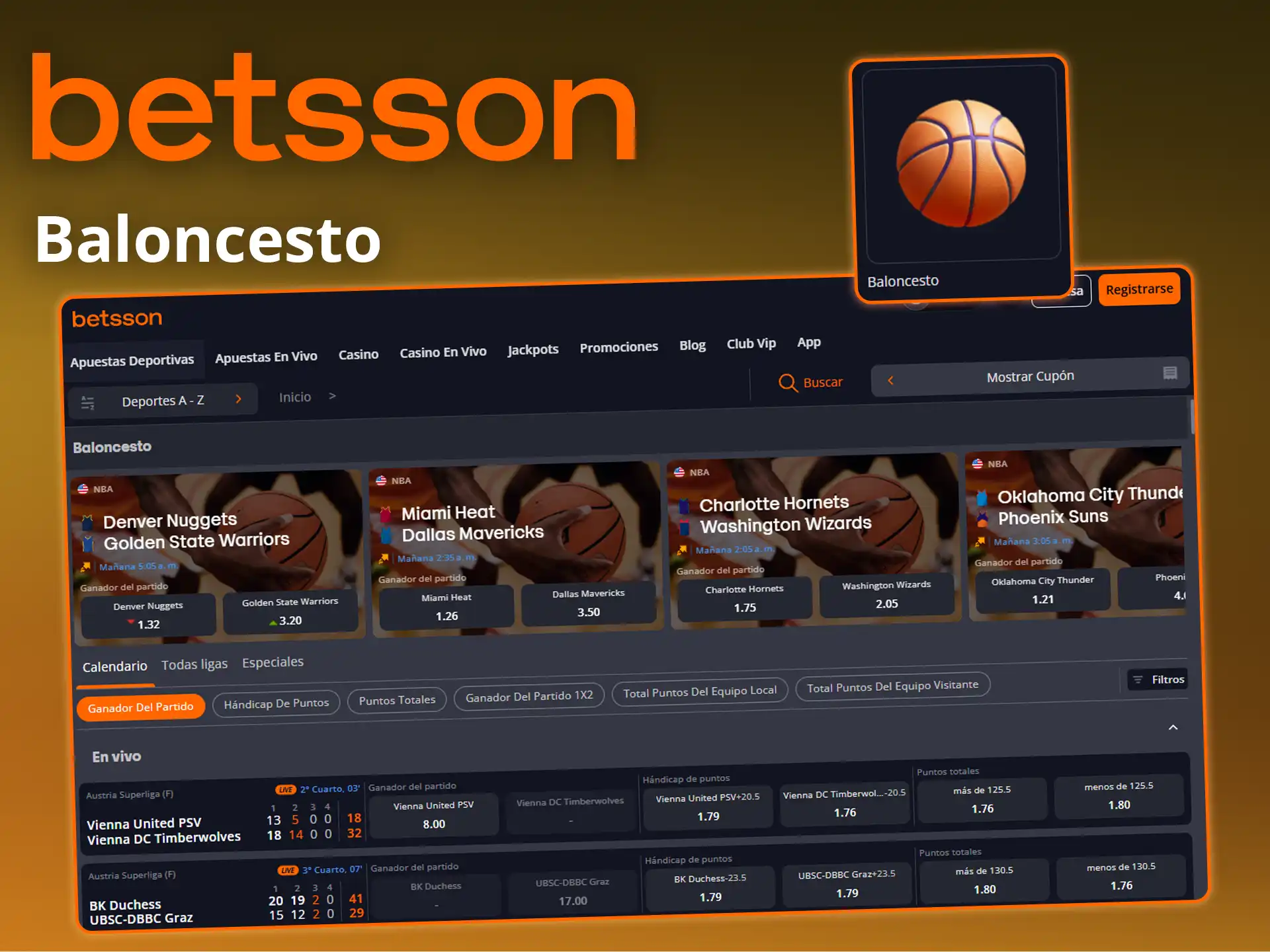 Haz tus apuestas en los mejores partidos de la NBA y en los torneos internacionales de baloncesto en Betsson.
