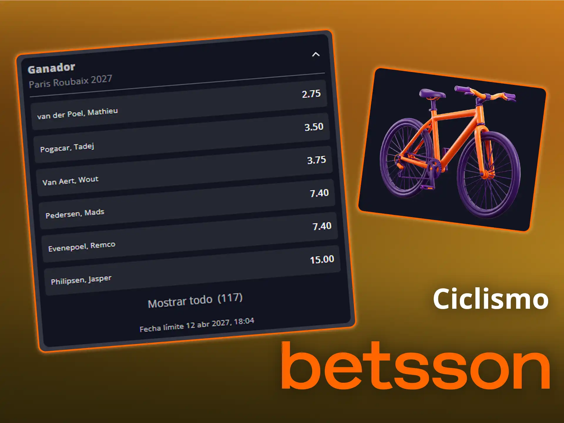 Sigue las grandes vueltas y las etapas de las carreras ciclistas en Betsson.